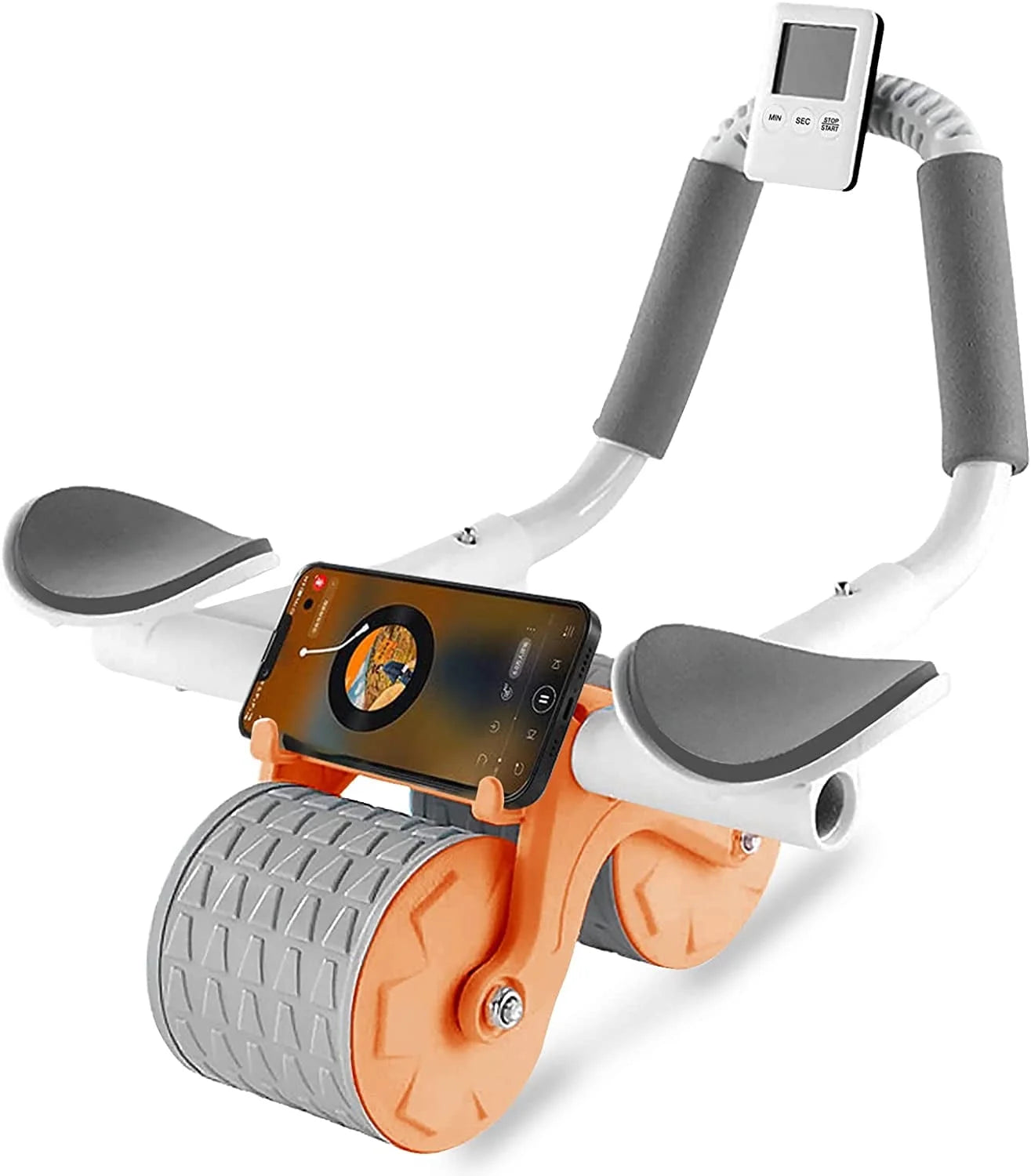 2025 New with Timer Ab Abdominal Exercise Roller Elbow Support, Abs Roller Wheel Core Exercise Equipment, Automatic Rebound Abdominal Wheel(Black)