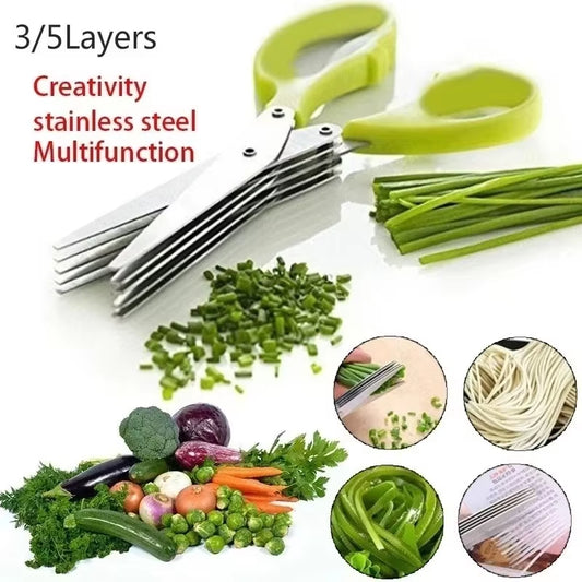 Multifunctional Scissors Stainless Steel 5 Layer Kitchen Scissors Scallion Cutter Pepper Herb Laver Spices Onion Cooking Tool