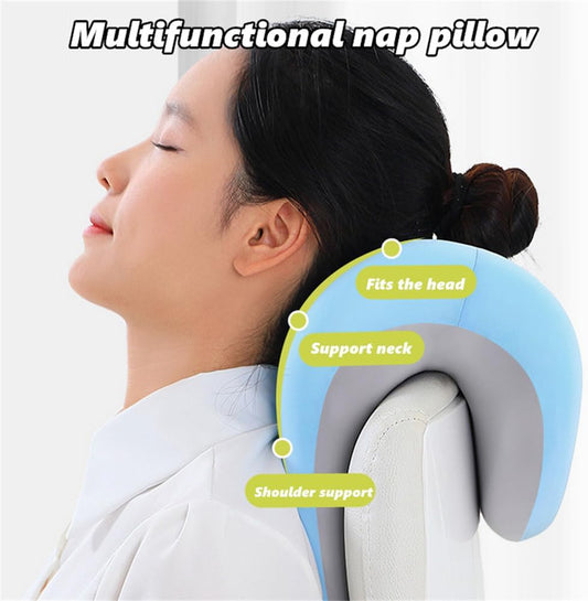 Neck Support for Office Chair,Memory Foam Desk Pillow for Napping,Washable Cover,Fits Most Office Chair (Black)