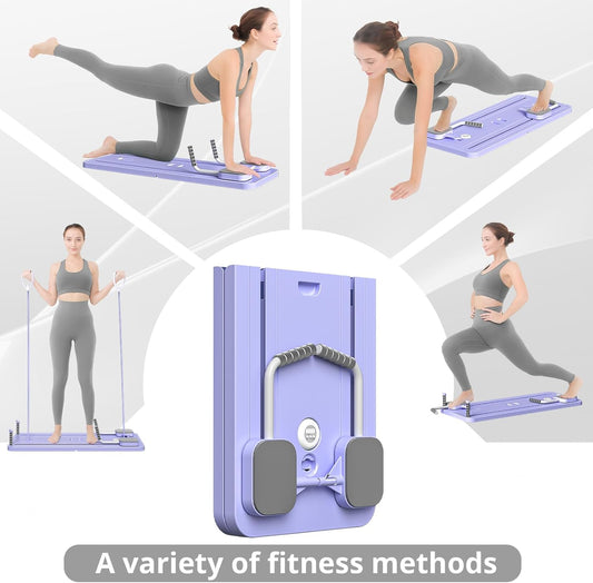 Pilates Board - Pilates Reformer Set, Multi-Purpose Foldable Pilates Reformer Board for Home, 5 in 1 Pilates Sliding Board