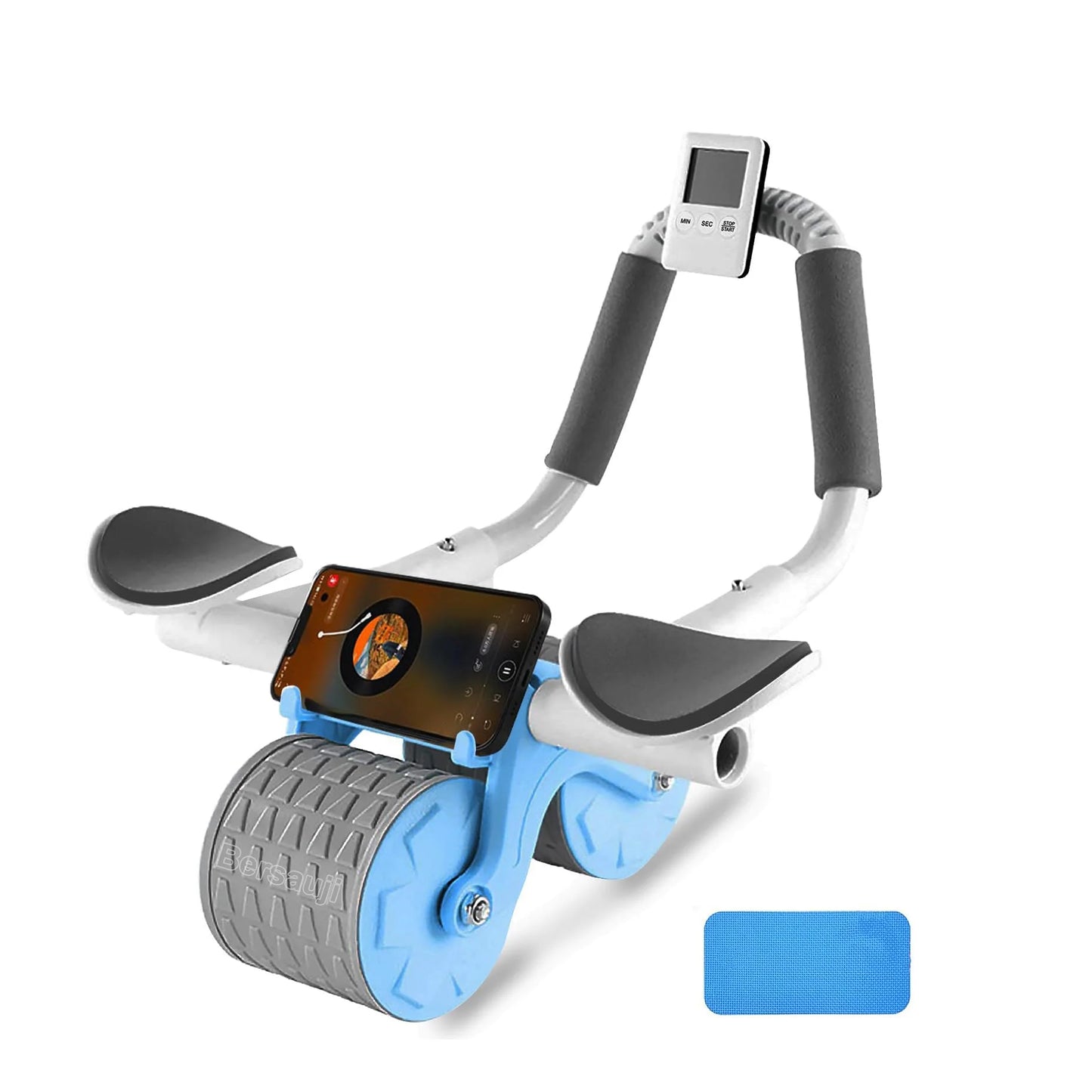 2025 New with Timer Ab Abdominal Exercise Roller Elbow Support, Abs Roller Wheel Core Exercise Equipment, Automatic Rebound Abdominal Wheel(Black）