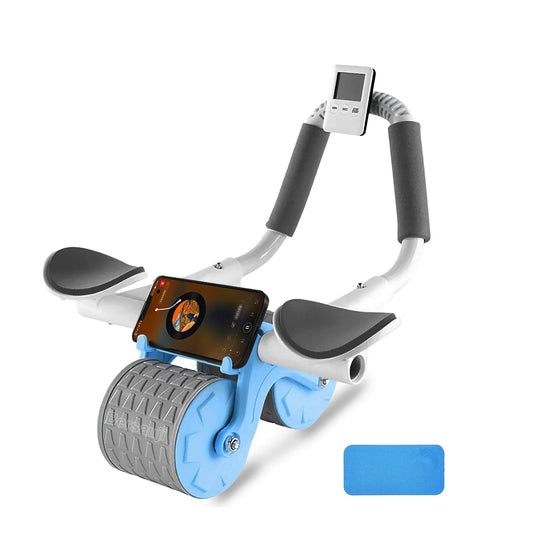 2025 New with Timer Ab Abdominal Exercise Roller Elbow Support, Abs Roller Wheel Core Exercise Equipment, Automatic Rebound Abdominal Wheel(Black）