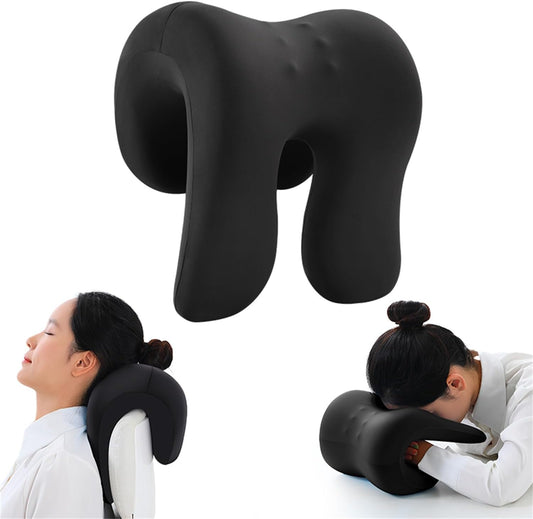 Neck Support for Office Chair,Memory Foam Desk Pillow for Napping,Washable Cover,Fits Most Office Chair (Black)