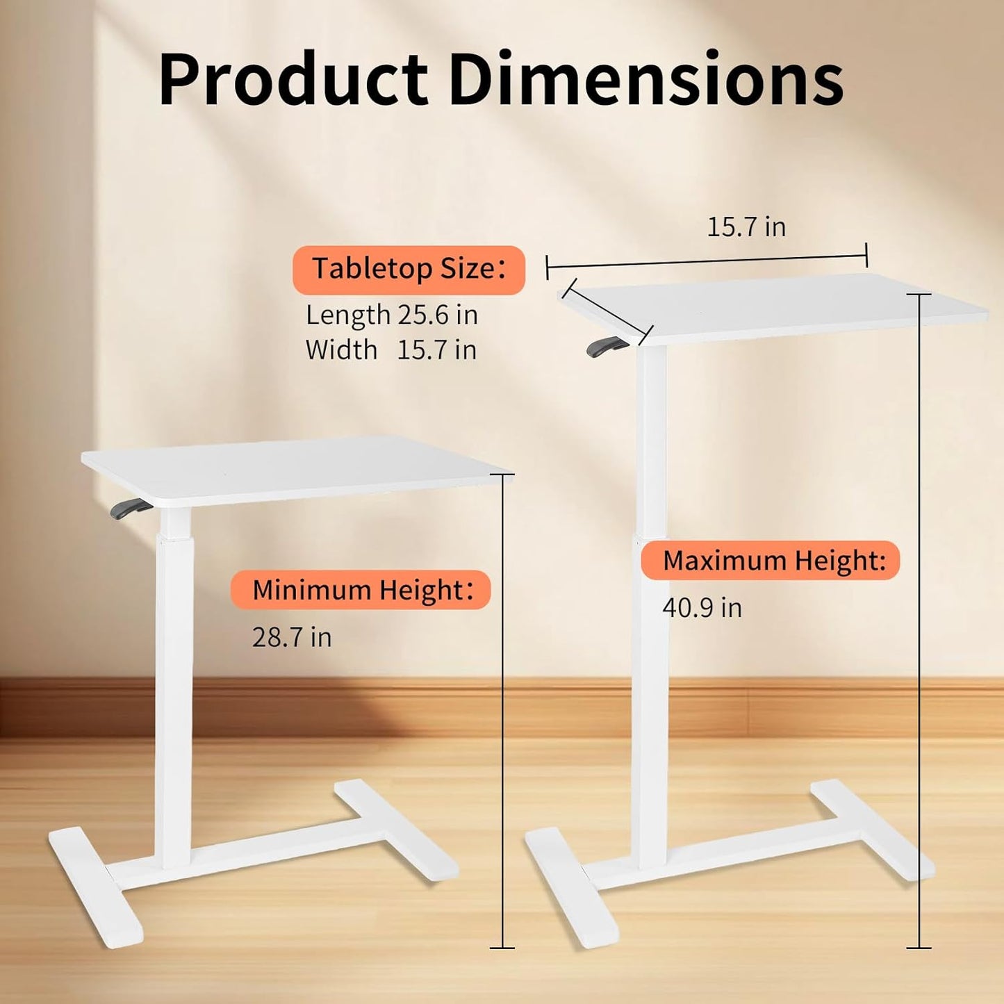 Small Standing Desk, Adjustable Height Sit Stand Desk for Laptop, Compact Standing Desk for Small Spaces, Stable Home Office Desk for Bedroom Bedside Use