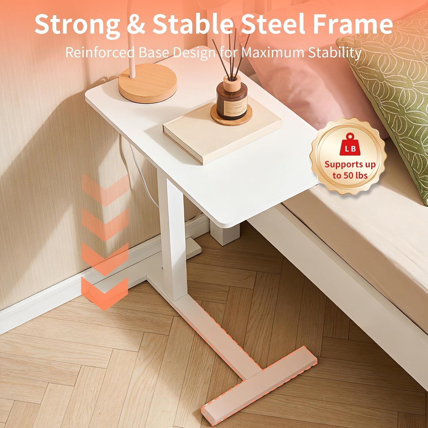 Small Standing Desk, Adjustable Height Sit Stand Desk for Laptop, Compact Standing Desk for Small Spaces, Stable Home Office Desk for Bedroom Bedside Use