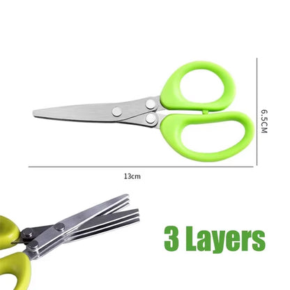 Multifunctional Scissors Stainless Steel 5 Layer Kitchen Scissors Scallion Cutter Pepper Herb Laver Spices Onion Cooking Tool