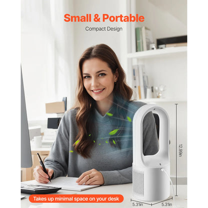 Desk Fan Bladeless 12.99 in Kids-Friendly Personal Portable Desk Fan 6-Speed USB Quiet Cooling Small Tower Fan for Home