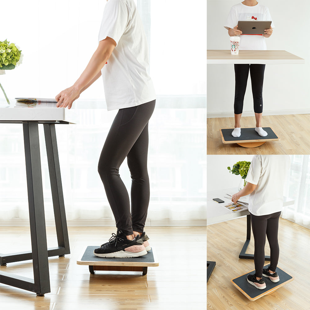 Professional Extra Large Wooden Balancing Board, Rocker Board, Wood Standing Desk Accessory, Balancing Board for under Desk, anti Slip Roller