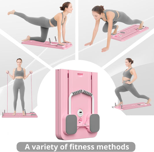 Pilates Board - Pilates Reformer Set, Multi-Purpose Foldable Pilates Reformer Board for Home, 5 in 1 Pilates Sliding Board