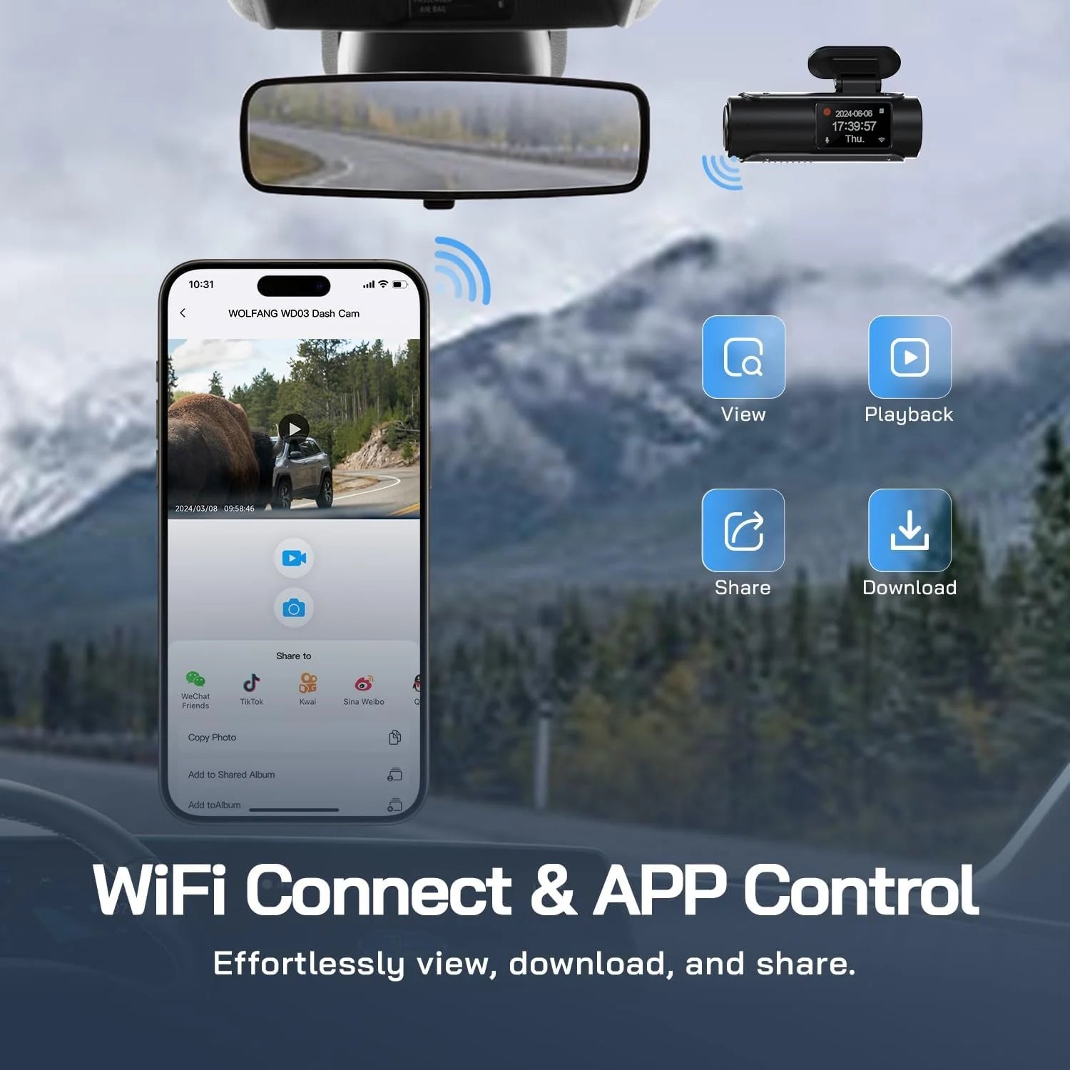 Dash Cam Front and Rear, 4K Front 1080P Rear Dual Dash Camera, 3” IPS Screen, 170° Wide Angle, Night Vision, G-Sensor, Loop Recording, Parking Monitor, Supports 128GB