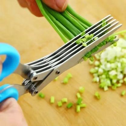 Multifunctional Scissors Stainless Steel 5 Layer Kitchen Scissors Scallion Cutter Pepper Herb Laver Spices Onion Cooking Tool