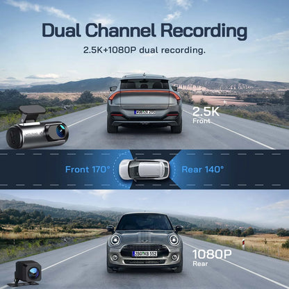 Dash Cam Front and Rear, 4K Front 1080P Rear Dual Dash Camera, 3” IPS Screen, 170° Wide Angle, Night Vision, G-Sensor, Loop Recording, Parking Monitor, Supports 128GB