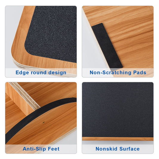 Professional Extra Large Wooden Balancing Board, Rocker Board, Wood Standing Desk Accessory, Balancing Board for under Desk, anti Slip Roller