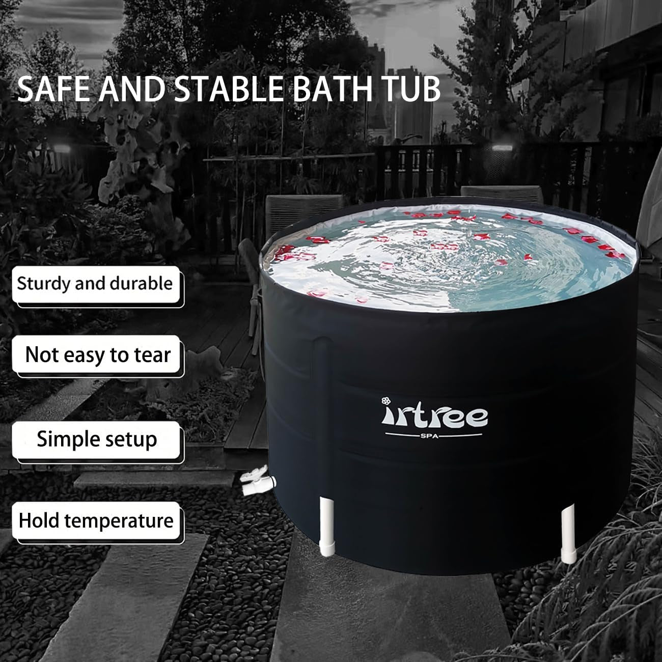 Portable Adult Soaking Bathtub - Folding Cold Plunge Tub Barrel Bath Shower (Dia 29.5" X H 21.6")