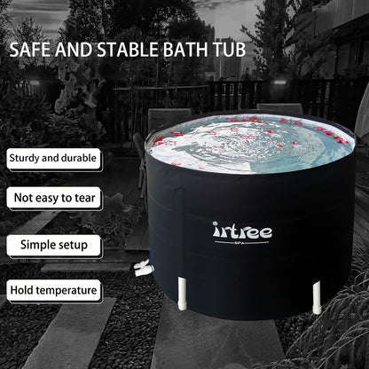 Portable Adult Soaking Bathtub - Folding Cold Plunge Tub Barrel Bath Shower (Dia 29.5" X H 21.6")