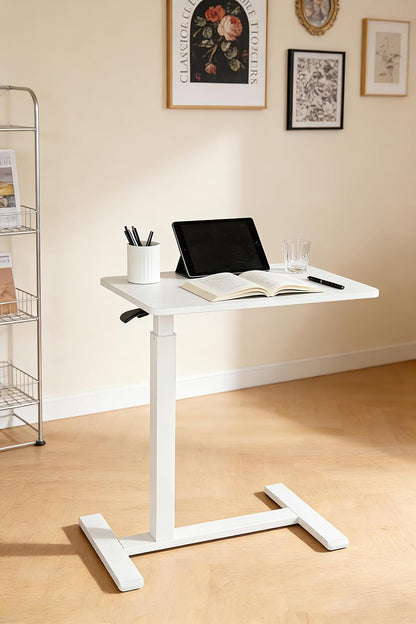 Small Standing Desk, Adjustable Height Sit Stand Desk for Laptop, Compact Standing Desk for Small Spaces, Stable Home Office Desk for Bedroom Bedside Use