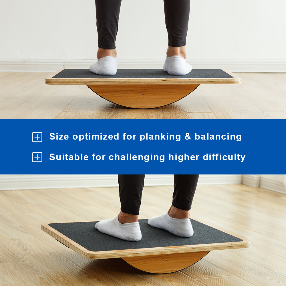 Professional Extra Large Wooden Balancing Board, Rocker Board, Wood Standing Desk Accessory, Balancing Board for under Desk, anti Slip Roller