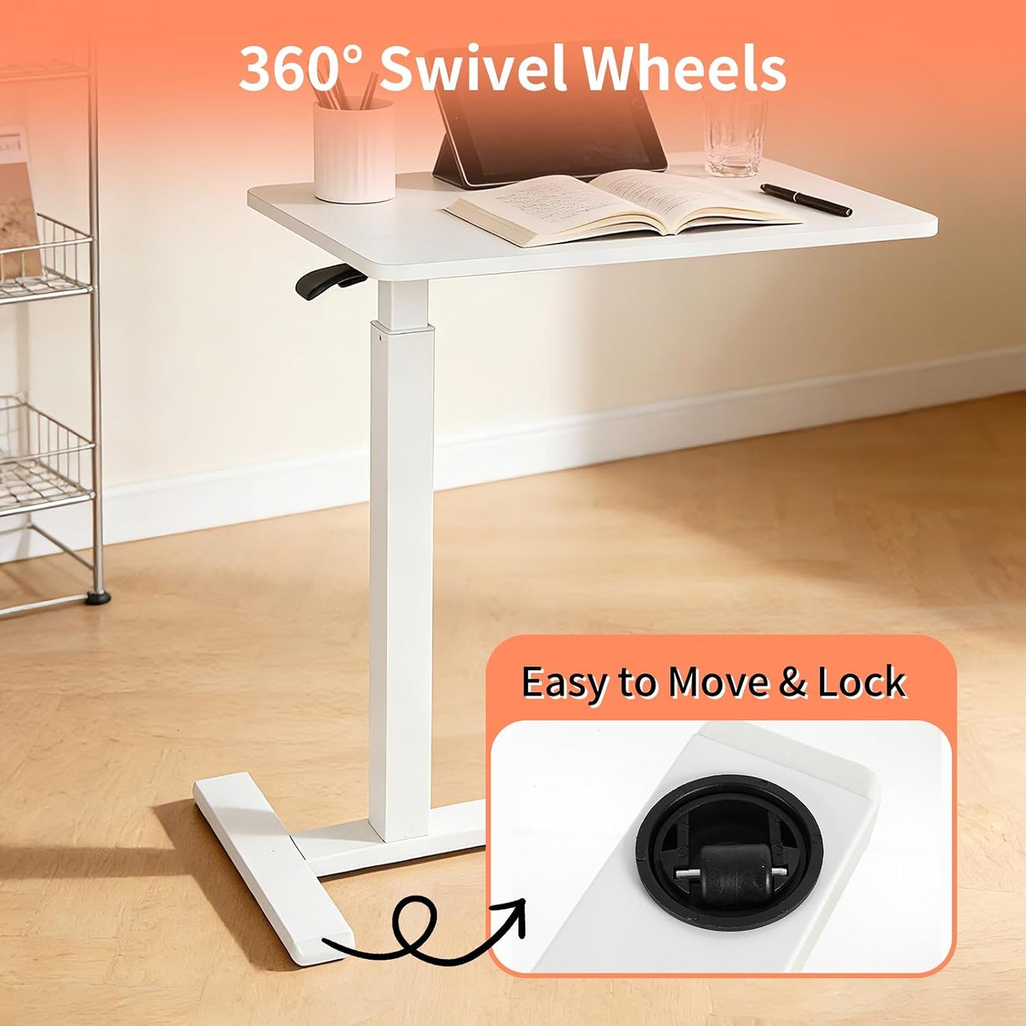Small Standing Desk, Adjustable Height Sit Stand Desk for Laptop, Compact Standing Desk for Small Spaces, Stable Home Office Desk for Bedroom Bedside Use