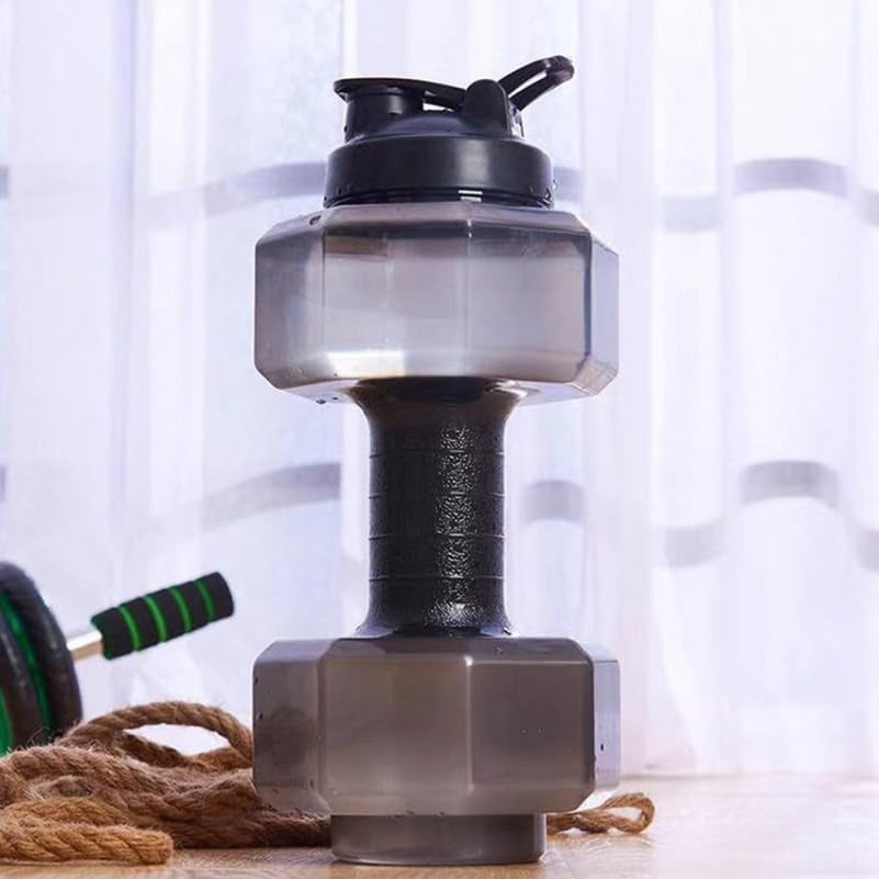 2.2L Dumbbell Shape Water Bottle Portable Weight Water Bottles Sports Fitness Exercise Water Jug for Gym, Yoga, Running, Cycling, and Camping