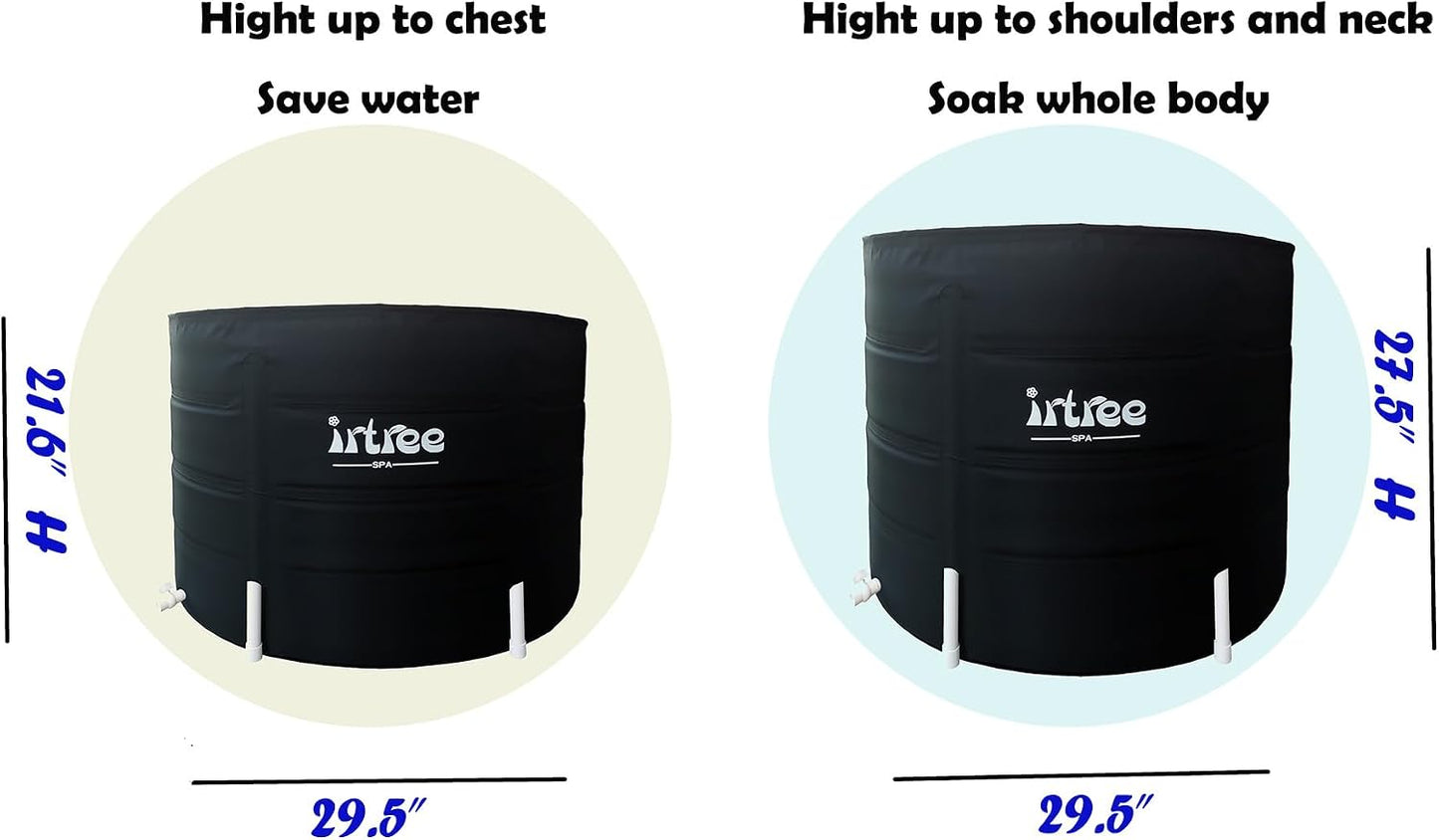 Portable Adult Soaking Bathtub - Folding Cold Plunge Tub Barrel Bath Shower (Dia 29.5" X H 21.6")