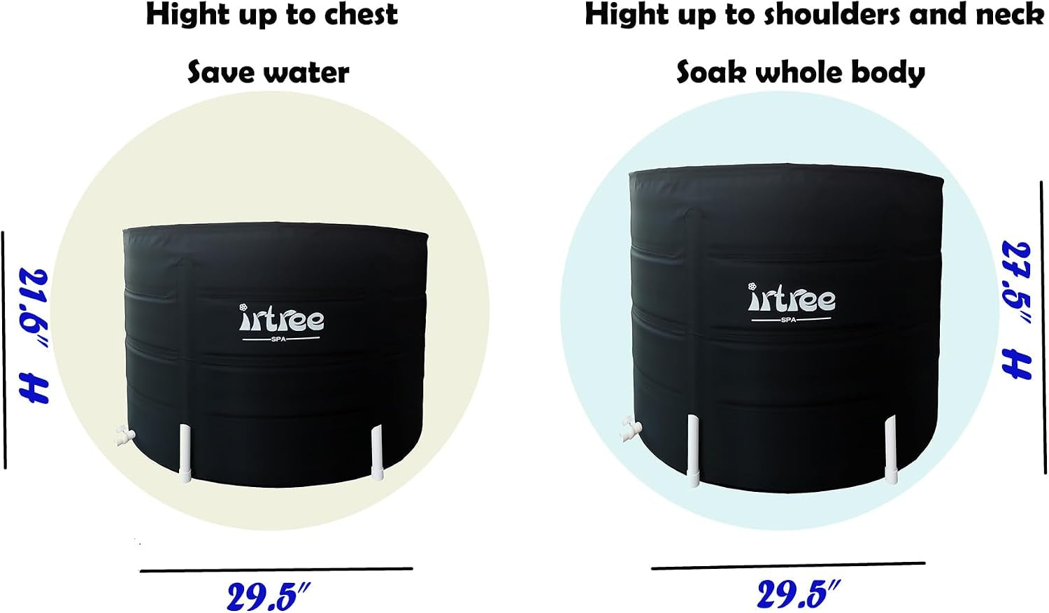 Portable Adult Soaking Bathtub - Folding Cold Plunge Tub Barrel Bath Shower (Dia 29.5" X H 21.6")