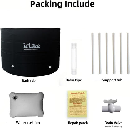 Portable Adult Soaking Bathtub - Folding Cold Plunge Tub Barrel Bath Shower (Dia 29.5" X H 21.6")