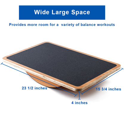 Professional Extra Large Wooden Balancing Board, Rocker Board, Wood Standing Desk Accessory, Balancing Board for under Desk, anti Slip Roller