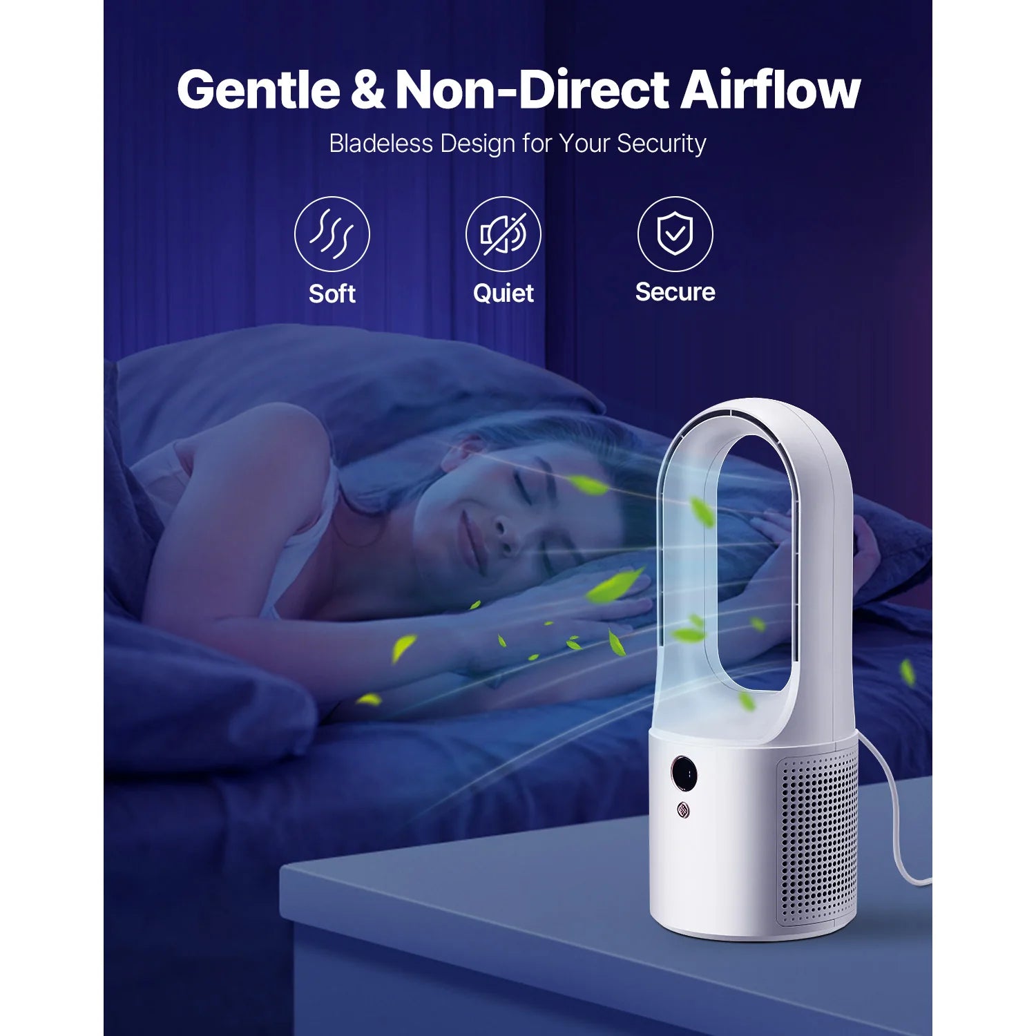 Desk Fan Bladeless 12.99 in Kids-Friendly Personal Portable Desk Fan 6-Speed USB Quiet Cooling Small Tower Fan for Home
