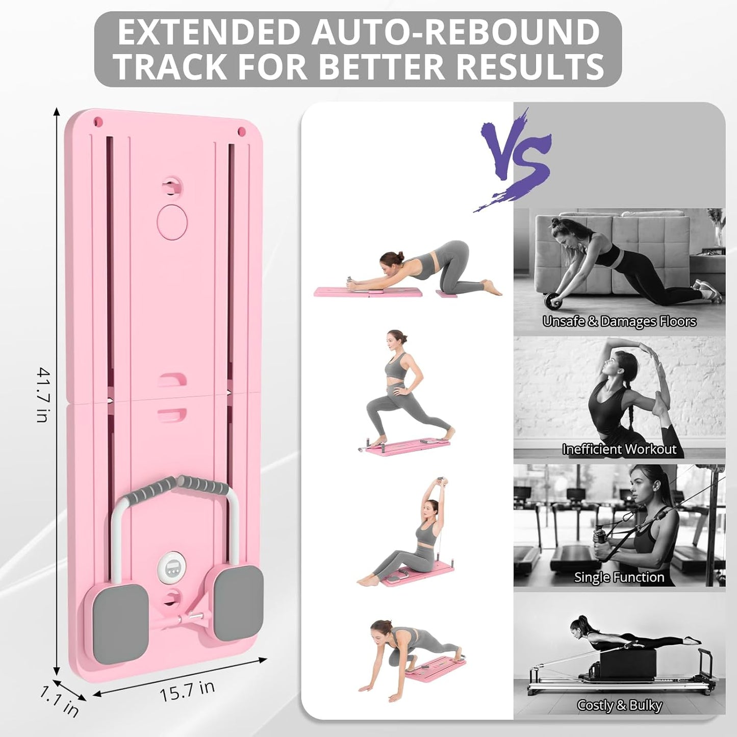 Pilates Board - Pilates Reformer Set, Multi-Purpose Foldable Pilates Reformer Board for Home, 5 in 1 Pilates Sliding Board