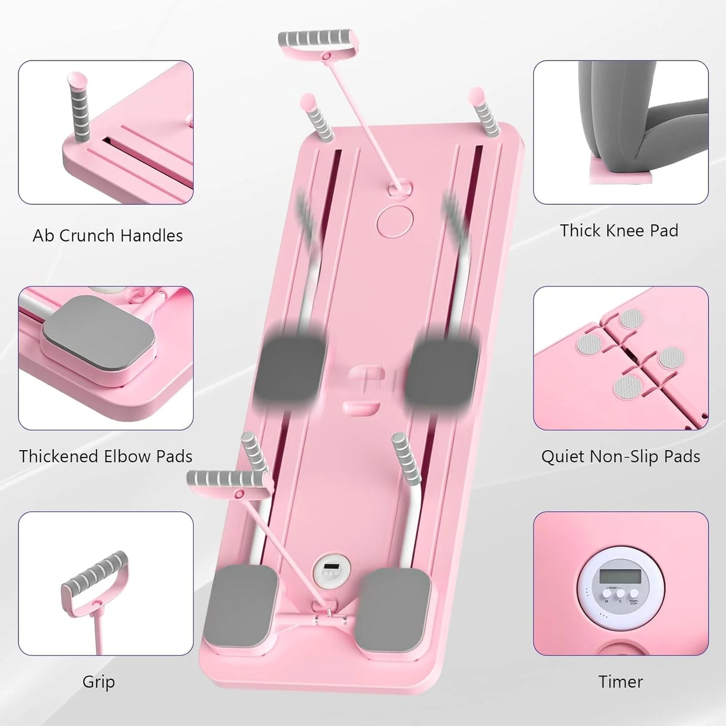 Board - 2024  Reformer Set, Multi-Purpose Foldable  Reformer Board for Home, 5 in 1  Sliding Board (Pink)