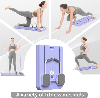 Pilates Board - Pilates Reformer Set, Multi-Purpose Foldable Pilates Reformer Board for Home, 5 in 1 Pilates Sliding Board