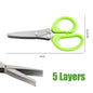 Multifunctional Scissors Stainless Steel 5 Layer Kitchen Scissors Scallion Cutter Pepper Herb Laver Spices Onion Cooking Tool