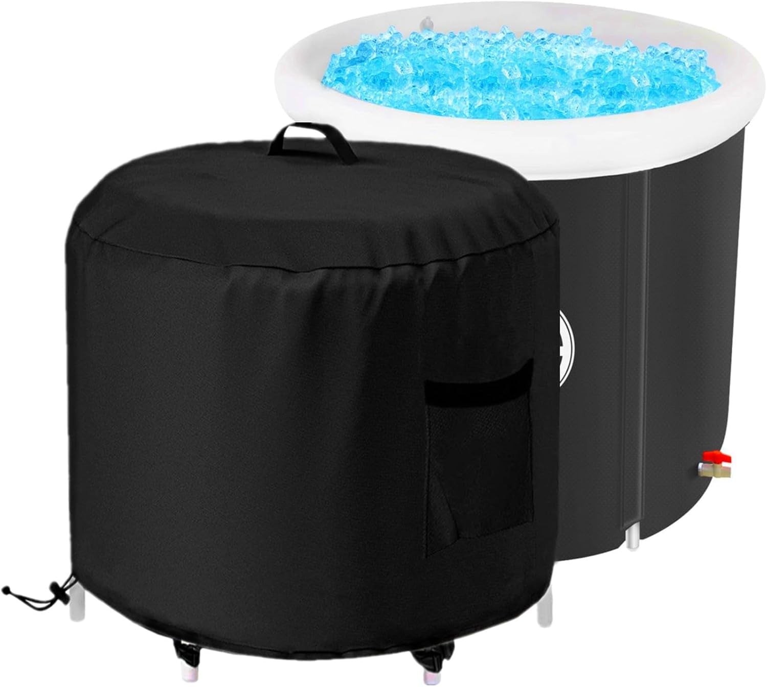 Portable Ice Bath Tub Cover - Dustproof, Waterproof with Windproof Hem - Outdoor Ice Bath Barrel Cover for Cold Plunge Tub
